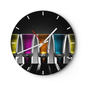 Horloge murale - Pendule murale - Lunettes colorées sur fond noir - 30x30cm - Les couleurs de la joie - Décoration murale moderne pour le salon, la cuisine et la chambre ARTTOR