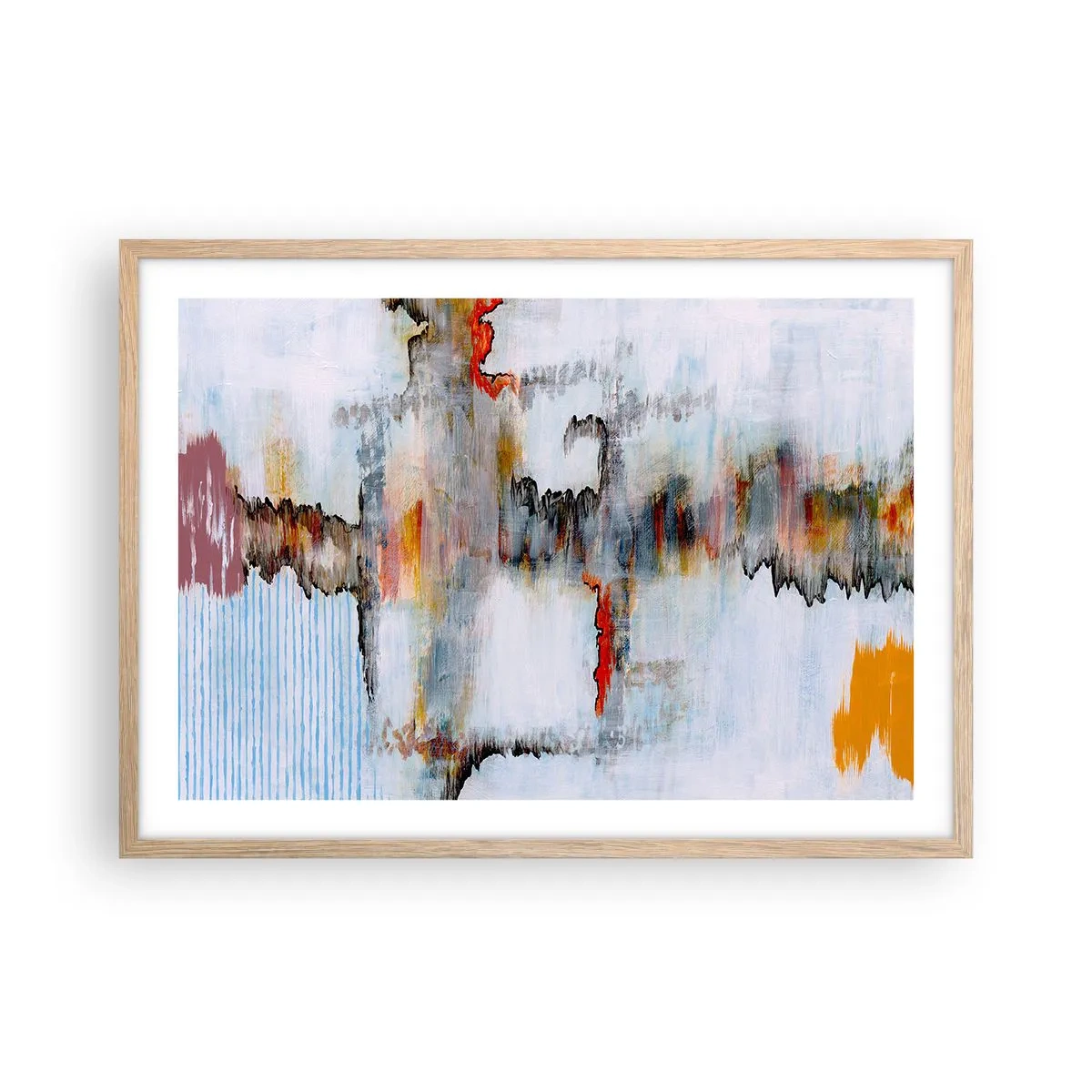 Affiche dans un chêne clair - Poster - Un bâton sur l'eau - 70x50 cm