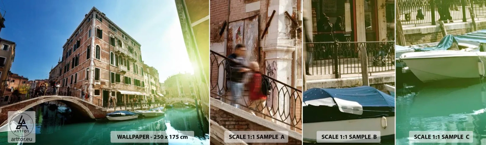 Échantillon De Papier Peint Standard Eco - Venise - Amore Moi - Ville, Venise, Gondoles - 100x30 cm