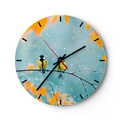 Horloge murale - Pendule murale - Potins d'oiseaux - 40x40 cm