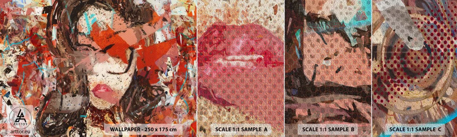 Échantillon de Papier Peint Premium Sand - Personne ne sait ce que tu es vraiment - Abstraction, Portrait d'une femme, Graphique - 100x30 cm