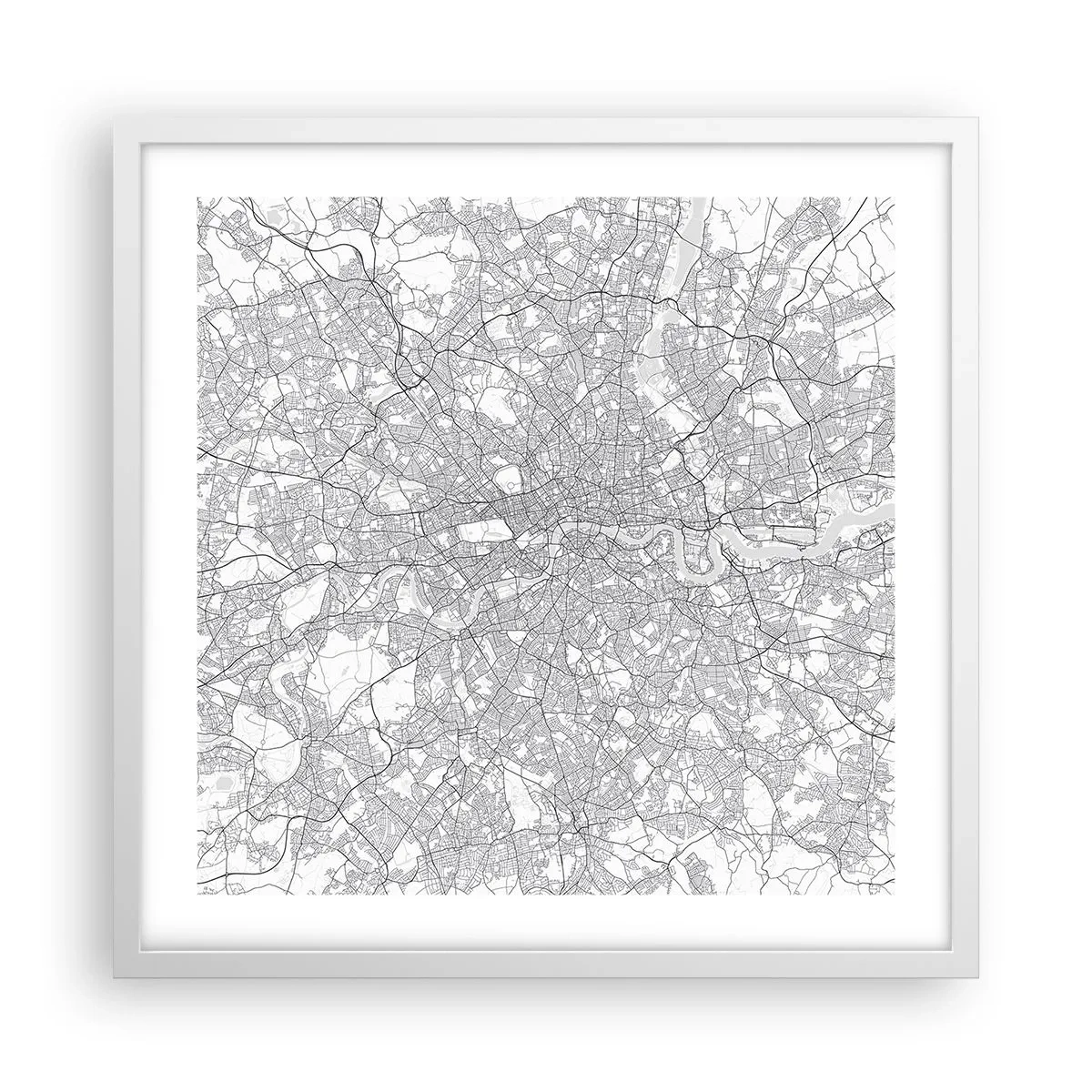 Affiche dans un cadre blanc - Poster - Carte du labyrinthe londonien - 50x50 cm