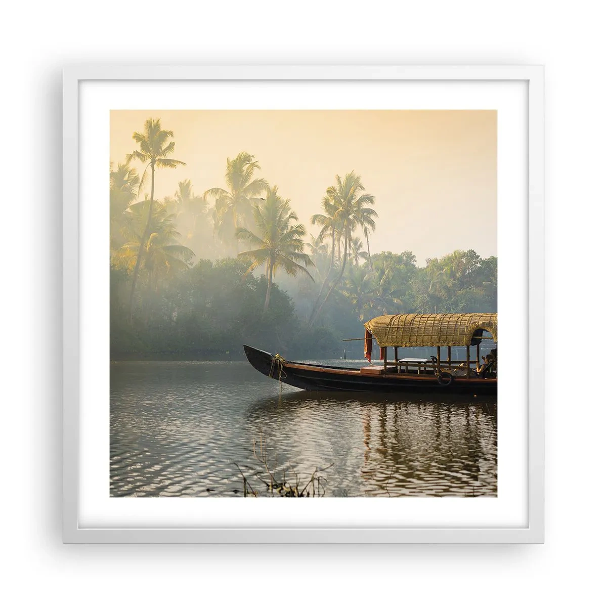 Affiche dans un cadre blanc - Poster - Maison sur la rivière - 50x50 cm