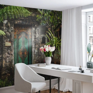 Papier Peint Autocollant Deluxe Sticker - Porte vers un monde exotique - Porte avec ornement, Architecture, Mystère - 350x256 cm