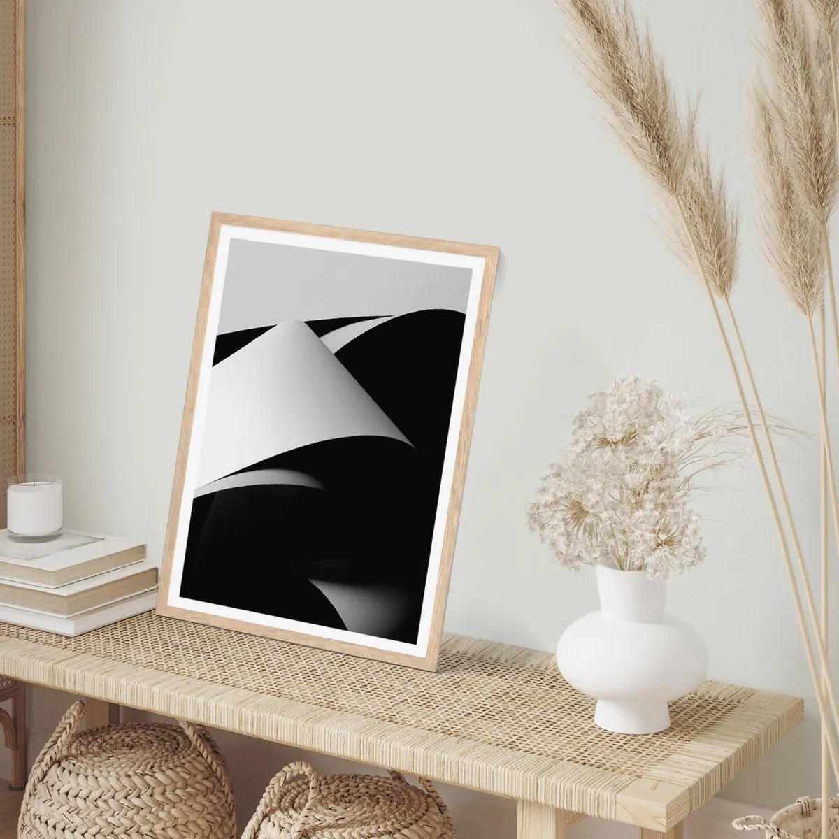 Affiche dans un chêne clair - Poster - Plans de lumière venus des profondeurs de l'ombre - 50x70 cm