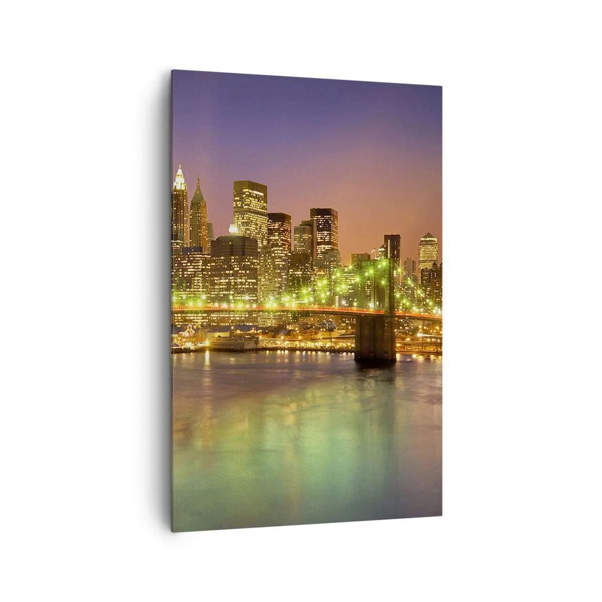 Impression sur toile - Image sur toile - Pont illuminé dans une ville moderne la nuit - 80x120cm - Ici la lumière ne s'éteint jamais - Décoration murale moderne pour le salon et la chambre ARTTOR