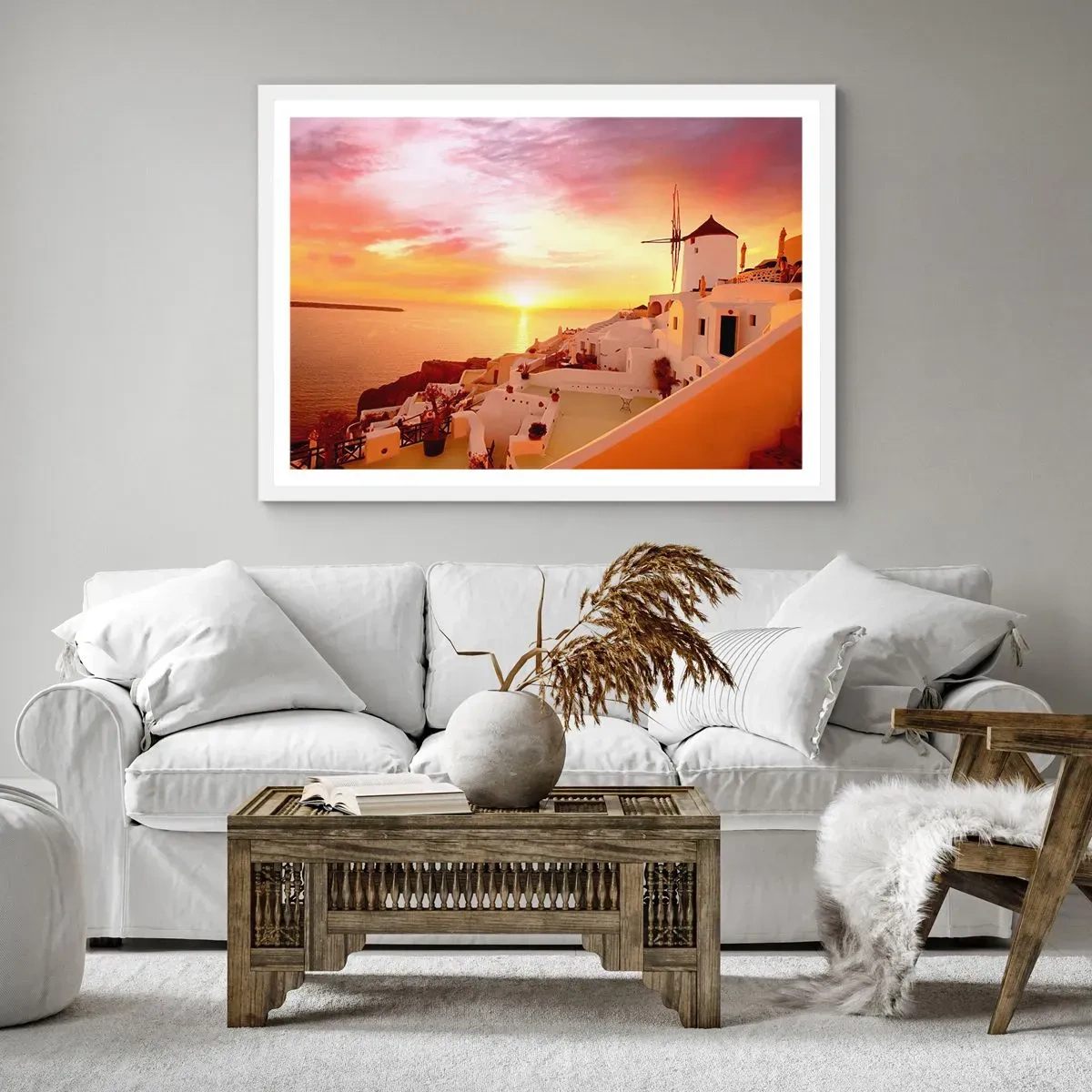 Affiche dans un cadre blanc - Poster - Fondre en blanc et or - 100x70 cm