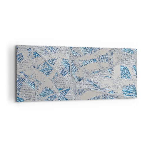 Impression sur toile - Image sur toile - Motifs géométriques dans les tons de bleu et de gris - 120x50cm - Dans un labyrinthe bleu-gris - Décoration murale moderne pour le salon et la chambre ARTTOR
