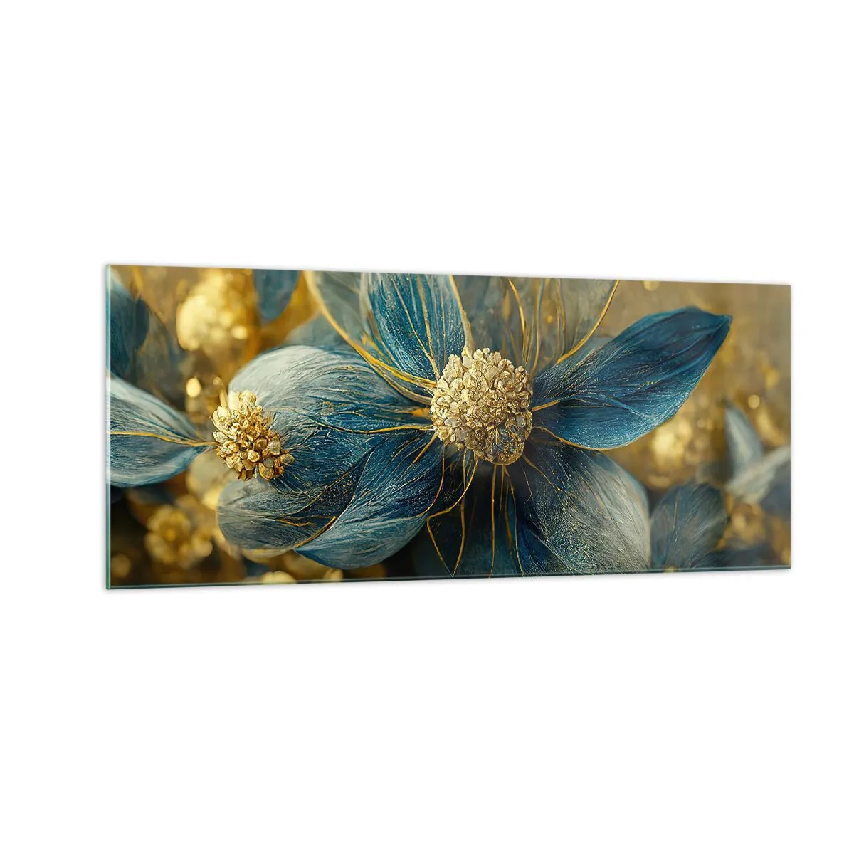 Impression sur verre - Image sur verre - Fleurir avec de l'or - 100x40 cm