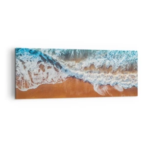Impression sur toile - Image sur toile - Vue aérienne des vagues de l'océan s'écrasant sur le rivage - 140x50cm - Toujours ensemble - Décoration murale moderne pour le salon et la chambre ARTTOR