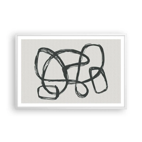 Affiche dans un cadre blanc - Poster - Abstraction en boucle - 91x61 cm