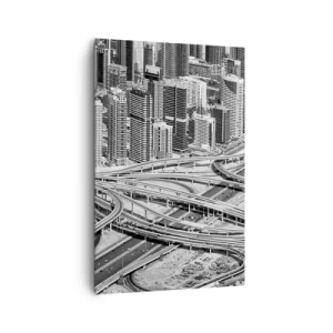 Impression sur toile - Image sur toile - Une vue plongeante sur Dubaï - 80x120cm - Dubaï - la ville impossible - Décoration murale moderne pour le salon et la chambre ARTTOR