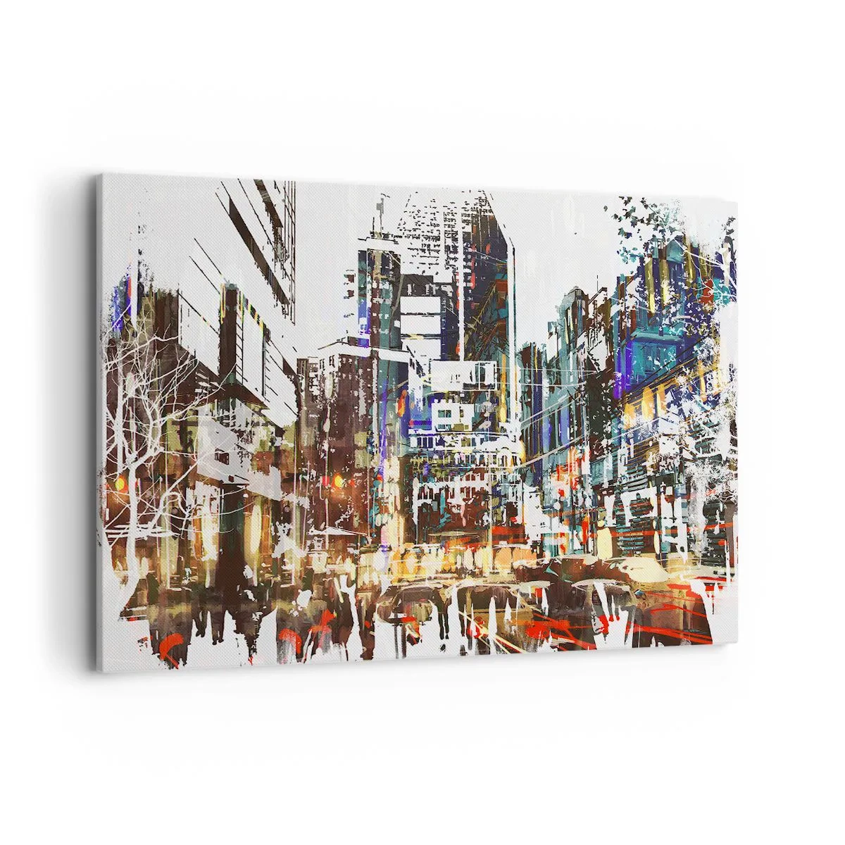 Impression sur toile - Image sur toile - Un paysage urbain moderne dans un style artistique - 120x80cm - Une ville chatoyante - Décoration murale moderne pour le salon et la chambre ARTTOR
