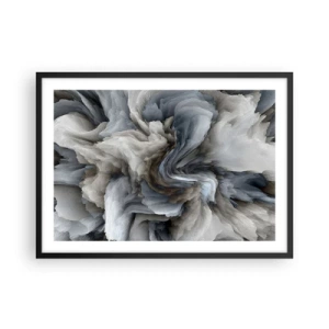Affiche dans un cadre noir - Poster - Tourbillon abstrait dans les tons de gris et de bleu - 70x50cm - Pierre et fleur - Décoration murale moderne pour le salon et la chambre ARTTOR
