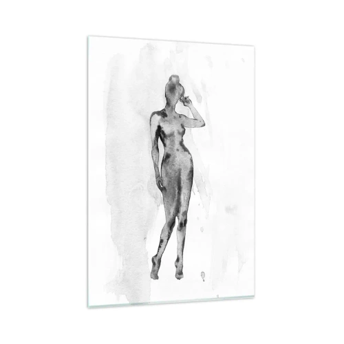 Impression sur verre - Image sur verre - Croquis d'une silhouette de femme en nuances de gris - 80x120cm - Etude de l'idéal de la féminité - Décoration murale moderne pour le salon et la chambre ARTTOR