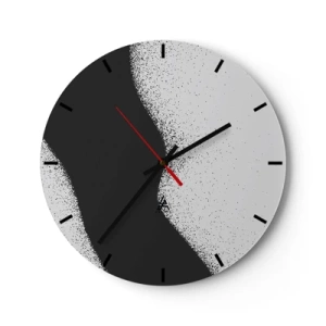 Horloge murale - Pendule murale - Abstraction en noir et blanc avec une transition douce et un effet granuleux - 30x30cm - Équilibre fluide - Décoration murale moderne pour le salon, la cuisine et la chambre ARTTOR