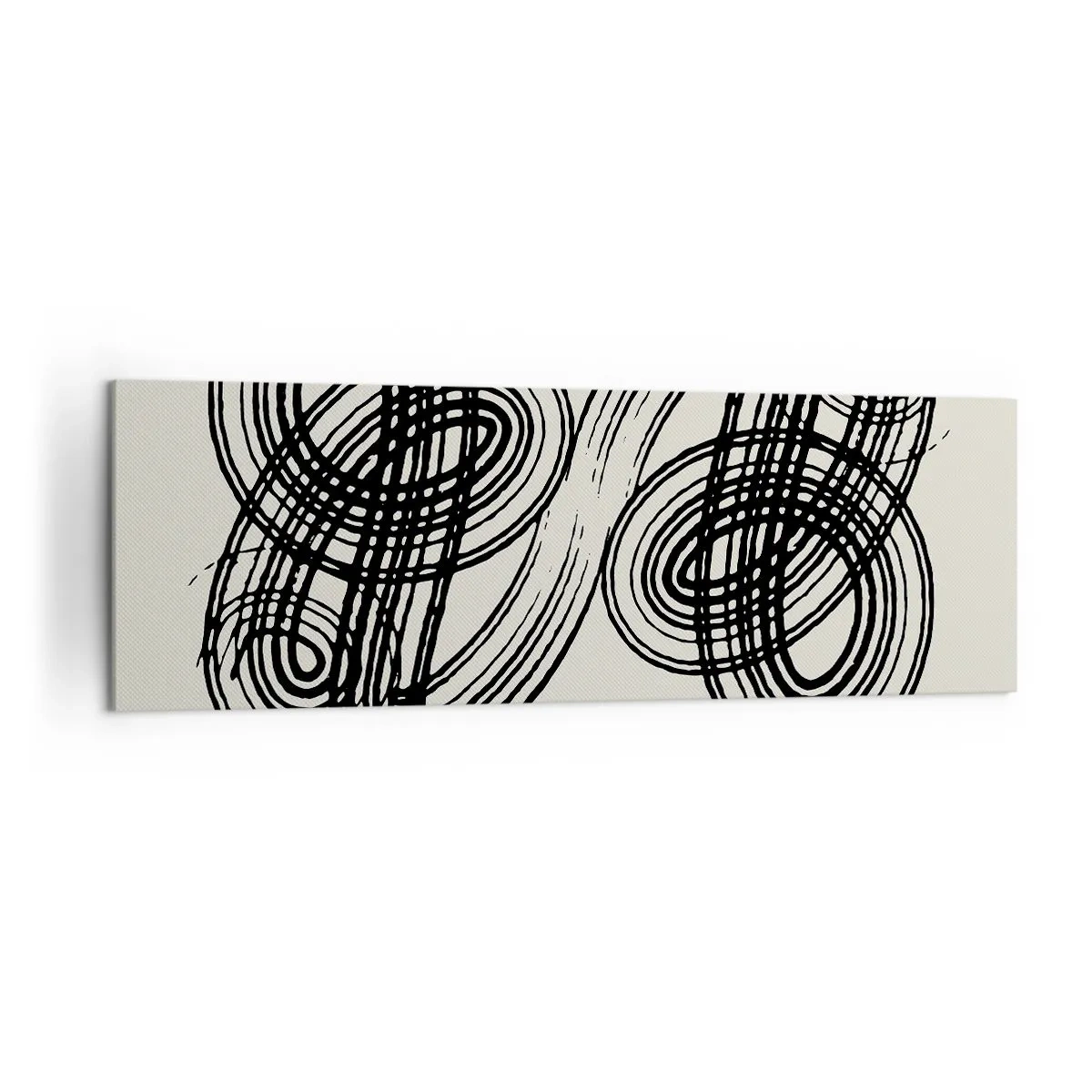 Impression sur toile - Image sur toile - Lignes noires abstraites sur fond clair dans un style avant-gardiste. - 160x50cm - C'est venu spontanément - Décoration murale moderne pour le salon et la chambre ARTTOR