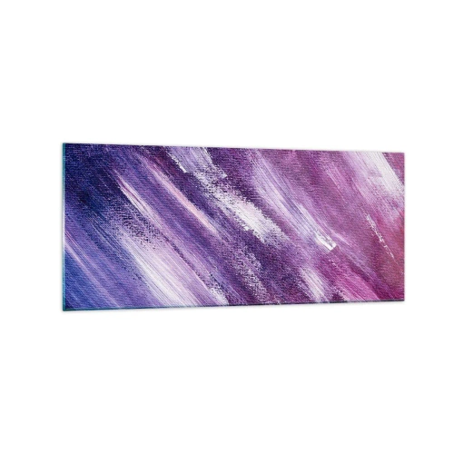 Impression sur verre - Image sur verre - Coups de pinceau abstraits dans des tons de violet et de rose - 120x50cm - Quand le vent ensoleillé souffle - Décoration murale moderne pour le salon et la chambre ARTTOR