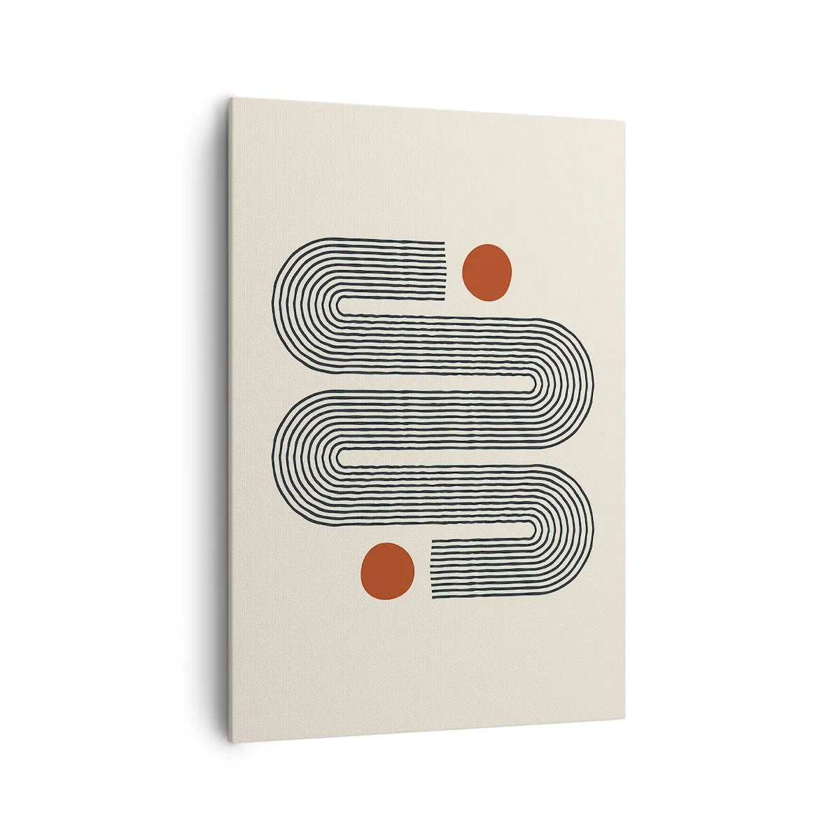 Impression sur toile - Image sur toile - Motif géométrique avec des lignes et des cercles orange - 70x100cm - Du début à la fin - Décoration murale moderne pour le salon et la chambre ARTTOR