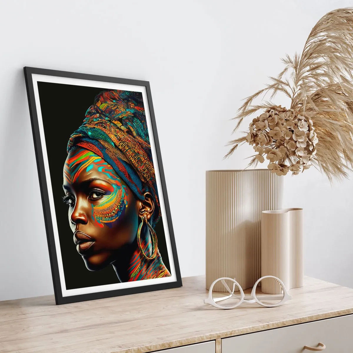 Affiche dans un cadre noir - Poster - reine africaine - 40x50 cm