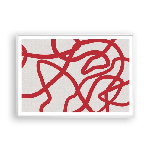 Affiche dans un cadre blanc - Poster - Rouge sur blanc - 100x70 cm