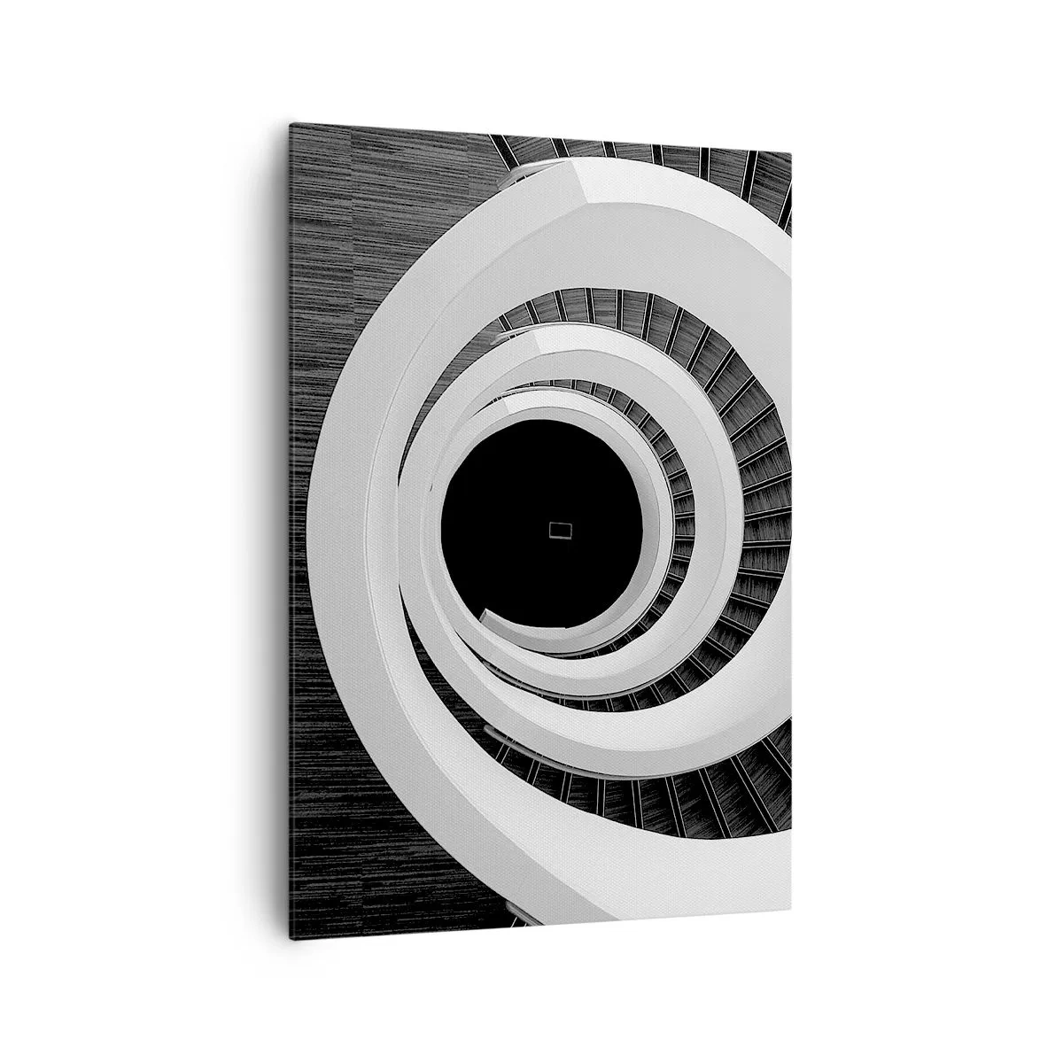 Impression sur toile - Image sur toile - Escalier en colimaçon noir et blanc de style moderne - 70x100cm - Les choses concrêtes - Décoration murale moderne pour le salon et la chambre ARTTOR