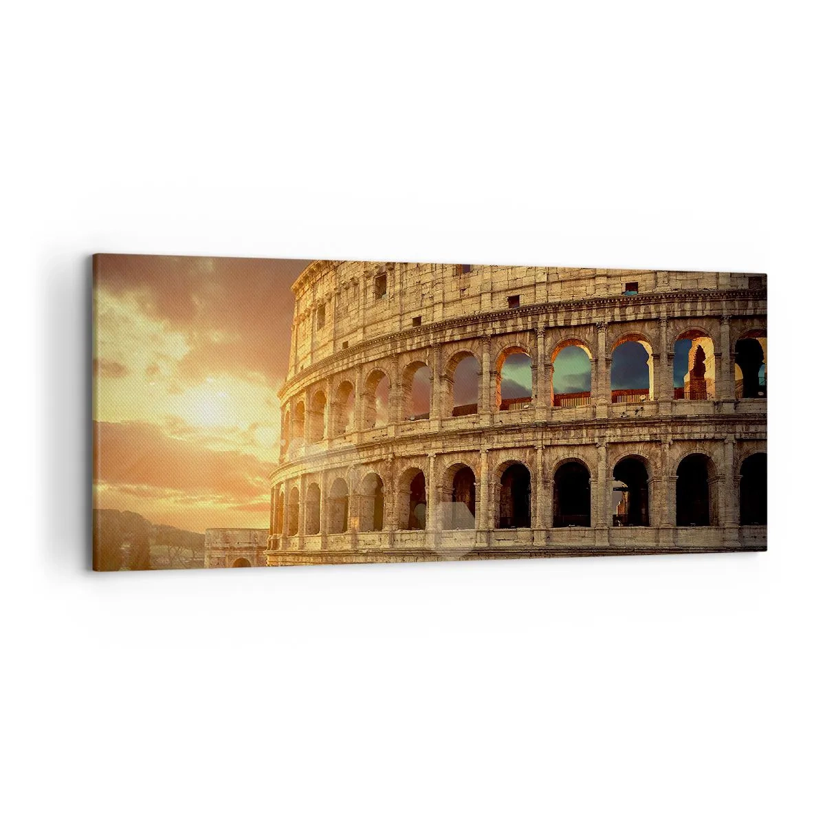 Impression sur toile - Image sur toile - Le Colisée de Rome au coucher du soleil - 120x50cm - Une impression colossale - Décoration murale moderne pour le salon et la chambre ARTTOR