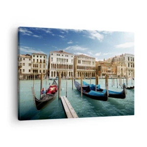 Impression sur toile - Image sur toile - Venise avec des gondoles et des palais contre le ciel - 70x50cm - Palace bleu ciel - Décoration murale moderne pour le salon et la chambre ARTTOR
