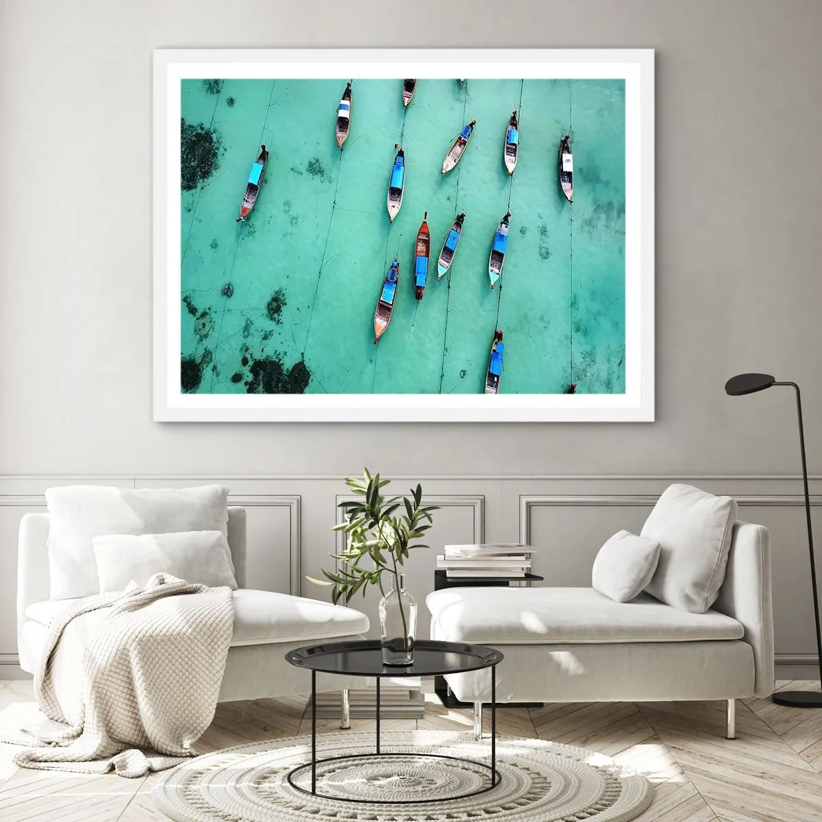 Affiche dans un cadre blanc - Poster - Dans une attente jouyeuse - 40x30 cm