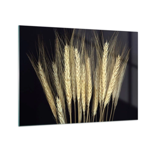 Impression sur verre - Image sur verre - Grain aux tons chauds sur fond noir - 70x50cm - Magie rustique - Décoration murale moderne pour le salon et la chambre ARTTOR