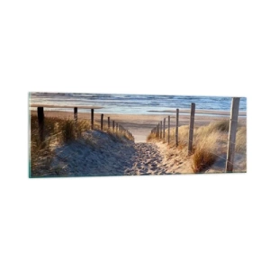 Impression sur verre - Image sur verre - Le bruit de la mer, le chant des oiseaux, une plage sauvage parmi les herbes… - 90x30 cm