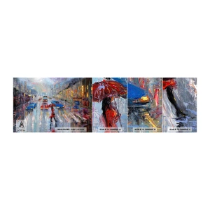 Échantillon de Papier Peint Autocollant Deluxe Sticker - Après-midi pluvieux en ville - Ville, Architecture, Marcher sous la pluie - 100x30 cm