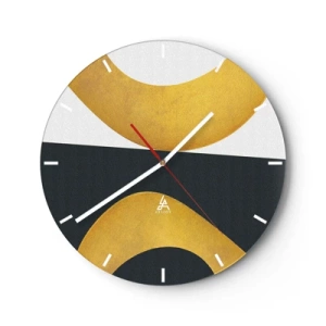 Horloge murale - Pendule murale - Formes abstraites dorées sur fond noir et blanc - 30x30cm - Avant tout : l’or - Décoration murale moderne pour le salon, la cuisine et la chambre ARTTOR