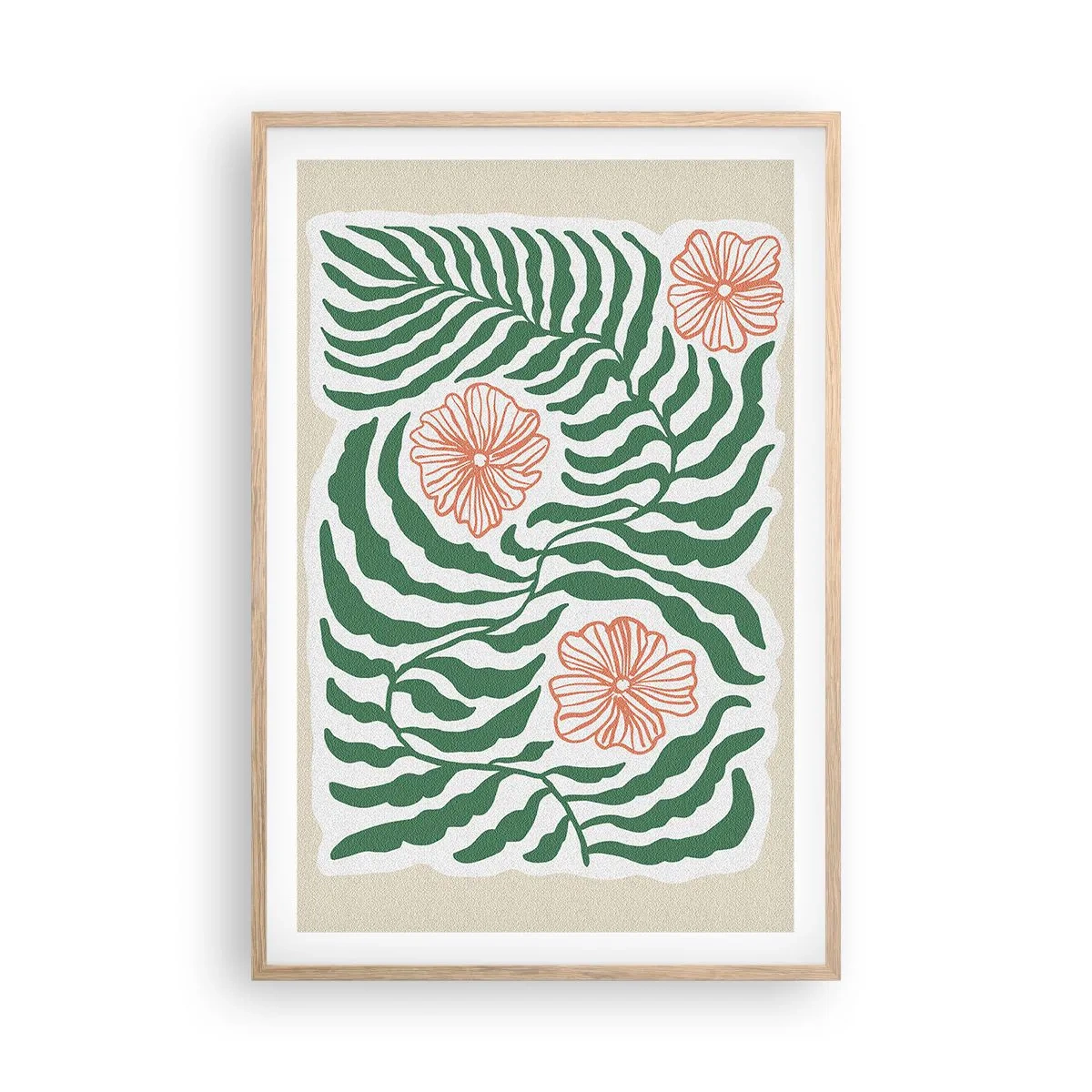 Affiche dans un chêne clair - Poster - Fleurit en vert - 61x91 cm