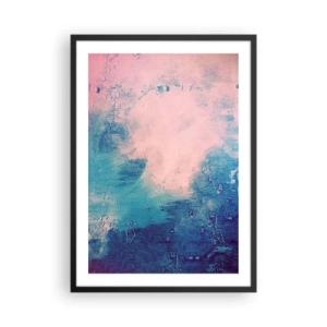 Affiche dans un cadre noir - Poster - Composition abstraite dans les tons bleus et roses - 50x70cm - Etreintes bleues - Décoration murale moderne pour le salon et la chambre ARTTOR