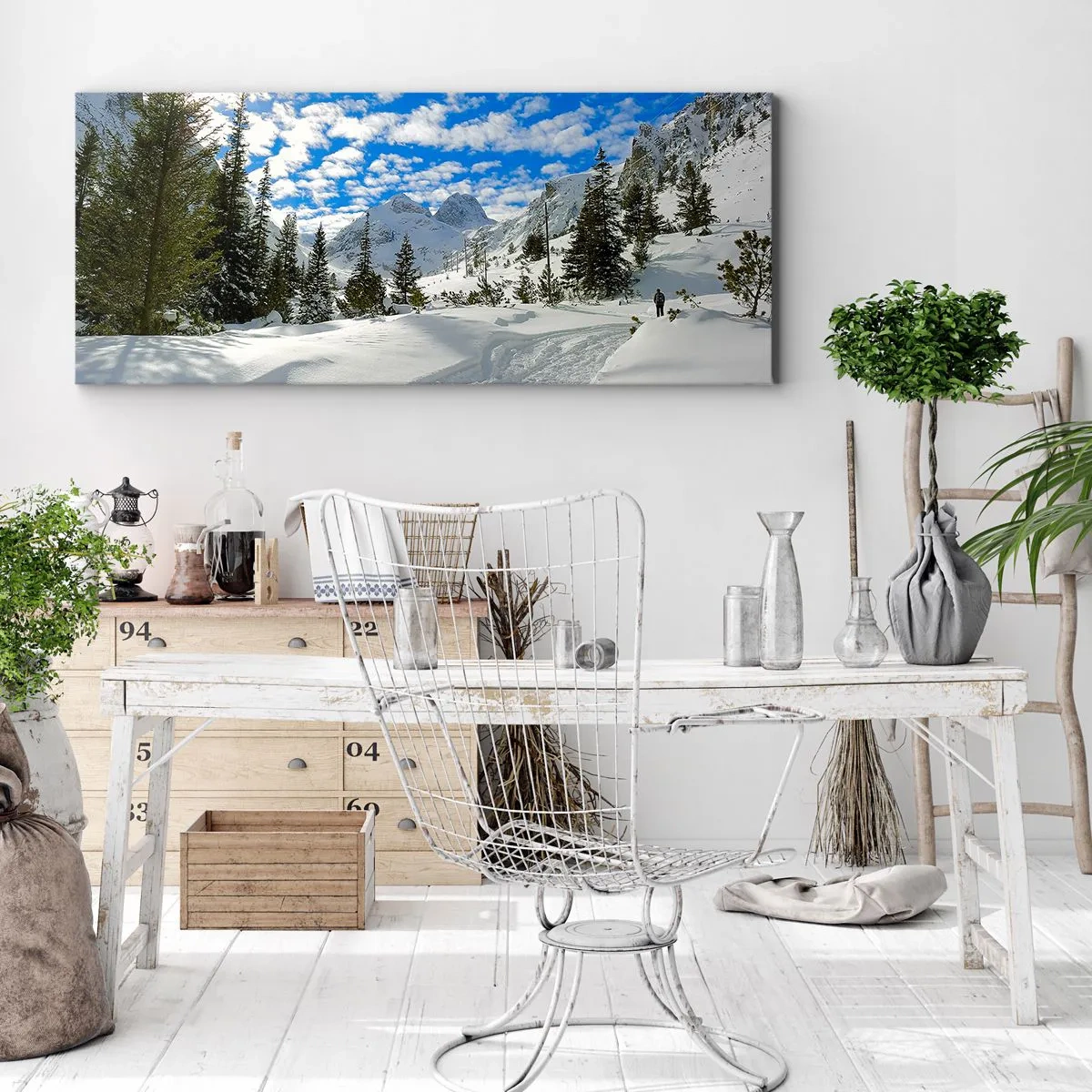 Impression sur toile - Image sur toile - Dans la neige et au soleil - 90x30 cm