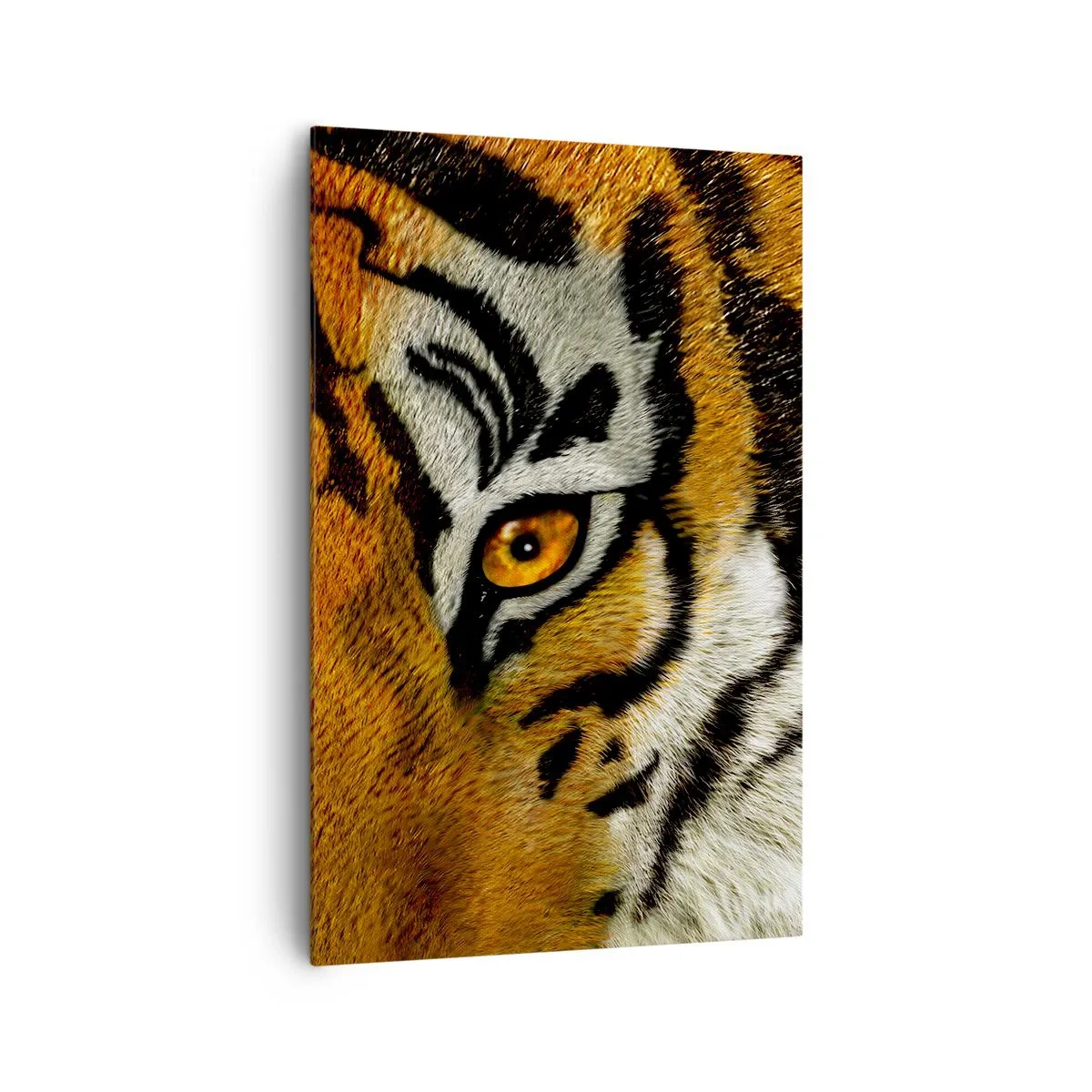 Impression sur toile - Image sur toile - Portrait en gros plan d'un tigre au regard intense - 80x120cm - Terrible et beau - Décoration murale moderne pour le salon et la chambre ARTTOR