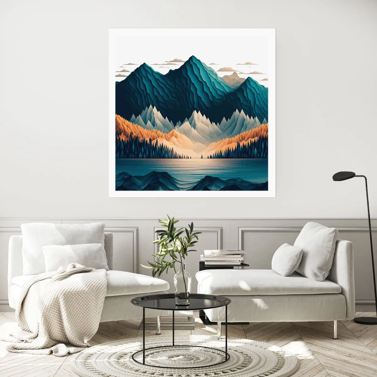 Affiche - Poster - Paysage de montagne parfait - 60x60 cm