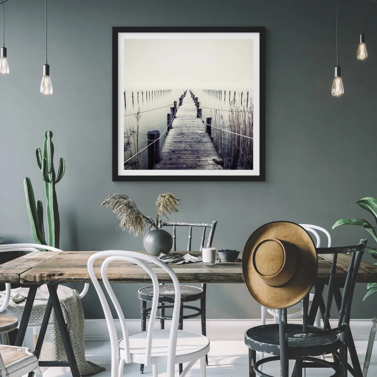 Affiche dans un cadre noir - Poster - Plongez dans la paix - 60x60 cm