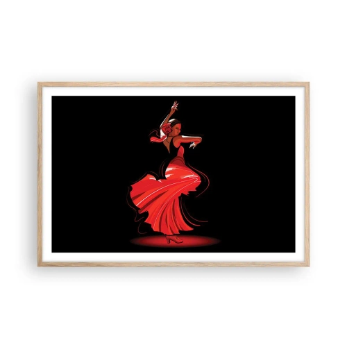 Affiche dans un chêne clair - Poster - L'esprit fougueux du flamenco - 91x61 cm