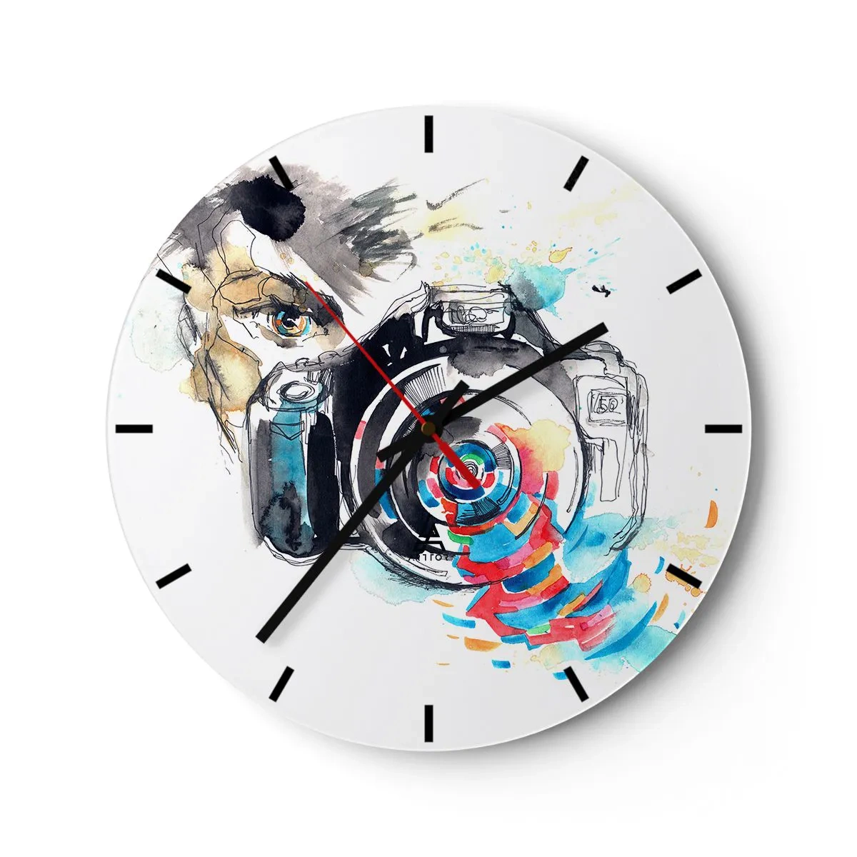 Horloge murale - Pendule murale - Dans l'oeil de l'objectif - 40x40 cm