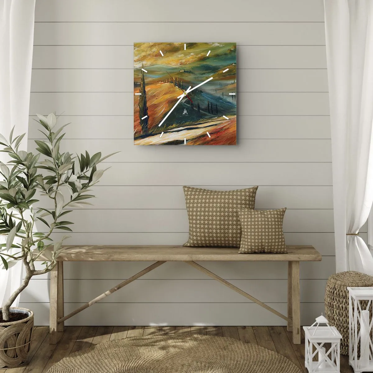 Horloge murale - Pendule murale - paysage toscan - 30x30 cm