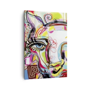 Impression sur toile - Image sur toile - Portrait coloré dans un style artistique abstrait - 70x100cm - La richesse de l'Art du chat - Décoration murale moderne pour le salon et la chambre ARTTOR