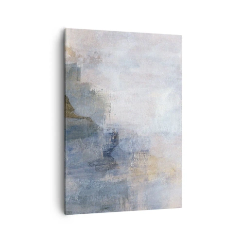 Impression sur toile - Image sur toile - Taches abstraites subtiles dans des tons de bleu et de beige - 50x70cm - Tonalités et accords de couleur - Décoration murale moderne pour le salon et la chambre ARTTOR