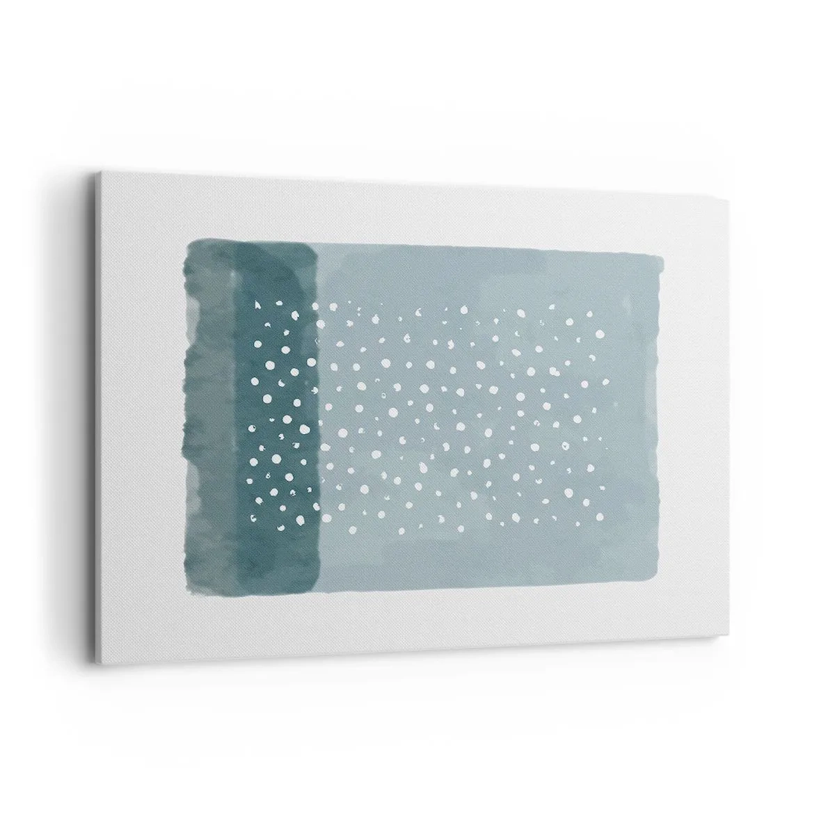 Impression sur toile - Image sur toile - Une peinture minimaliste dans des tons de bleu avec des pois - 100x70cm - Évolution de bleus - Décoration murale moderne pour le salon et la chambre ARTTOR