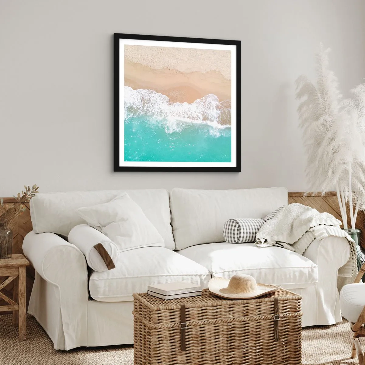 Affiche dans un cadre noir - Poster - Caresse de l'océan - 50x50 cm