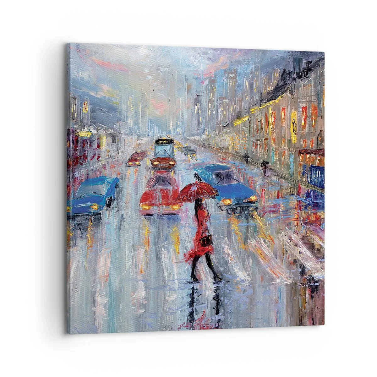 Impression sur toile - Image sur toile - Après-midi pluvieux en ville - 60x60 cm
