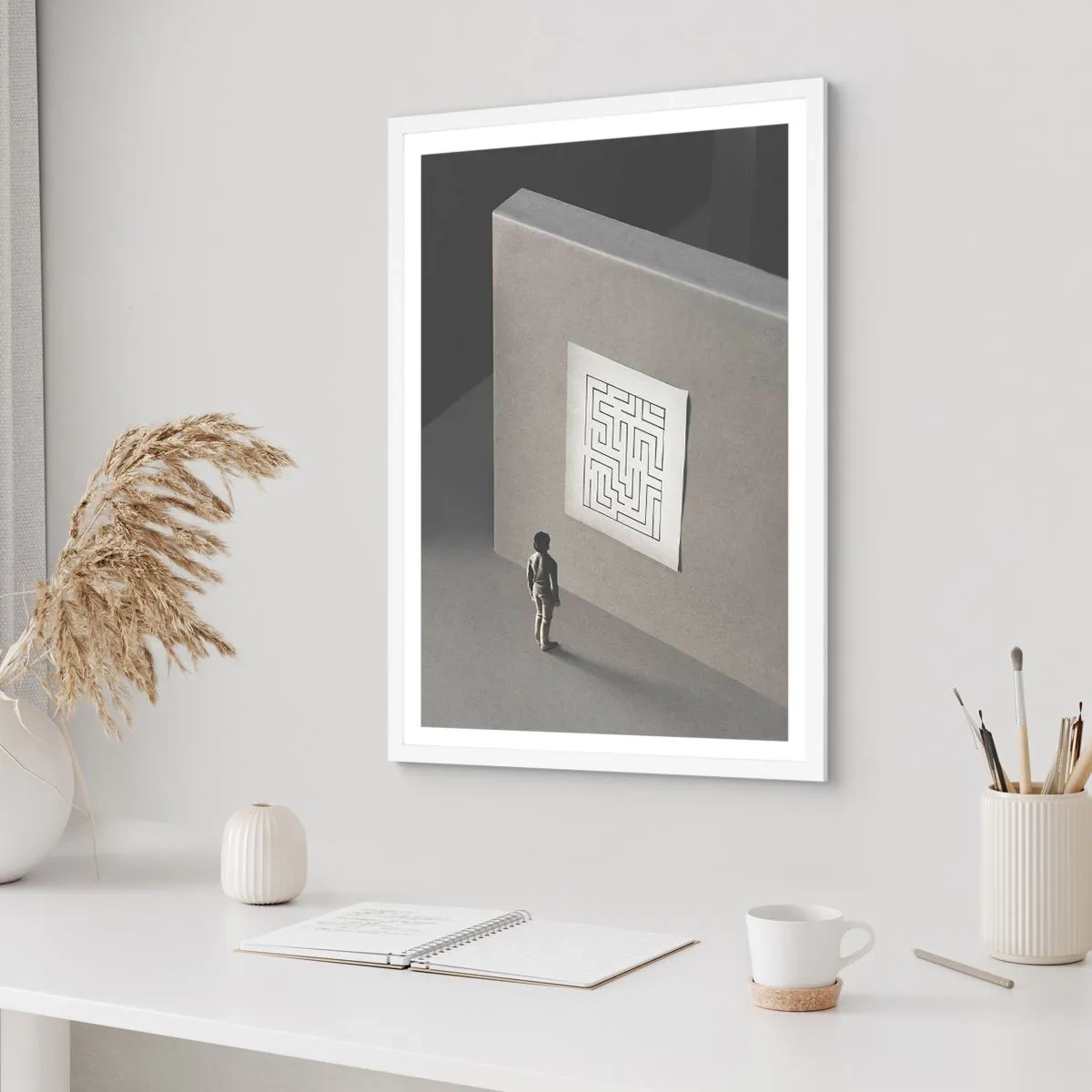 Affiche dans un cadre blanc - Poster - Mais où suis-je? - 30x40 cm