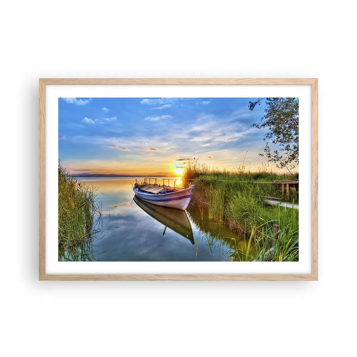 Affiche dans un chêne clair - Poster - La crique où les rêves deviennent réalité - 70x50 cm