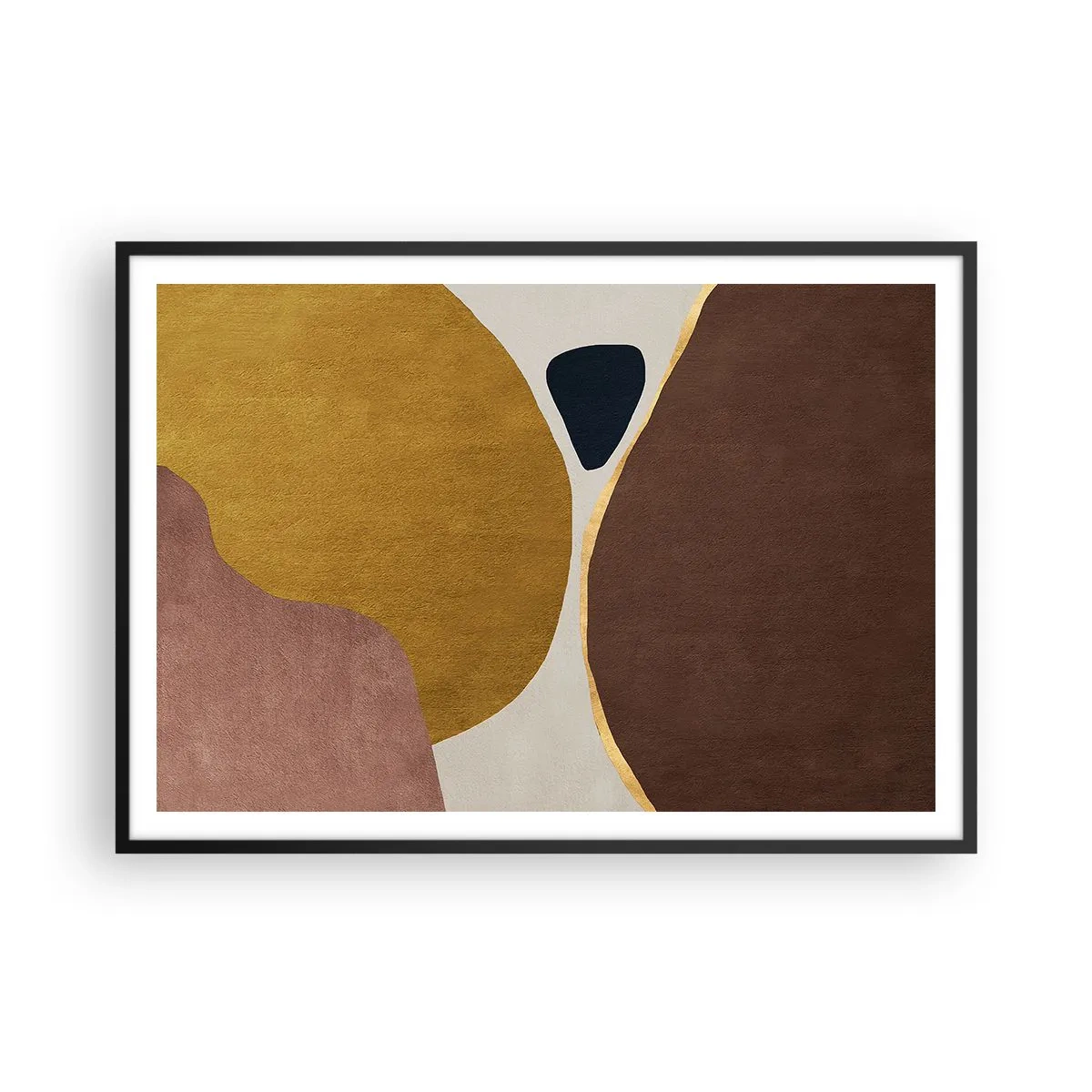 Affiche dans un cadre noir - Poster - Une composition abstraite avec des formes géométriques aux couleurs chaudes. - 100x70cm - L'abstraction – une place dans l'espace - Décoration murale moderne pour le salon et la chambre ARTTOR
